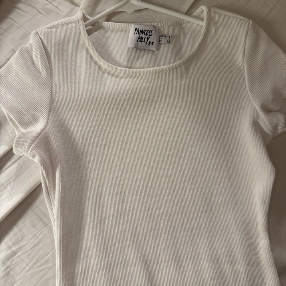 Princess Polly Cream Ribbed bodycon mini dress (NEVER worn)